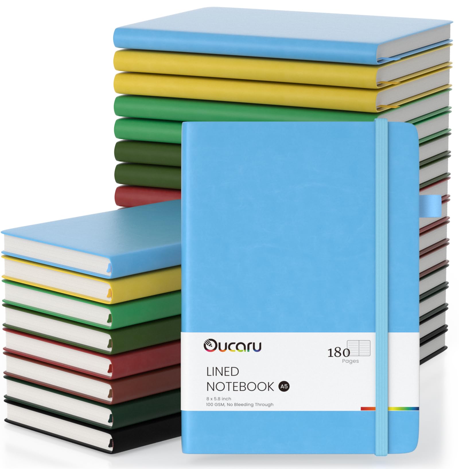 Oucaru Lined Journal Notebook, 24 Pack, 180 Pages, A5 Journals for Writing, 100 GSM Thick Paper, Small Notebooks Daily Journal for Women Men Work, Business, School, Travel Supplies — image 1