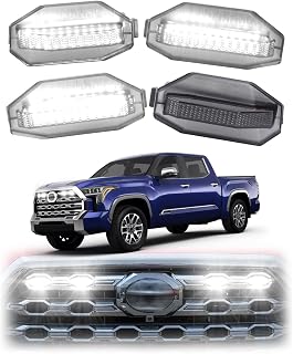 LED Grill Lights for 2022-2024 2025 2026 Toyota Tundra 3rd Gen Accessories | Tundra Front Grille Light Bar 4Pcs Racing Raptor Light Kit,White,Only fit Platinum,1794 Edition,Smoked lens Waterproof