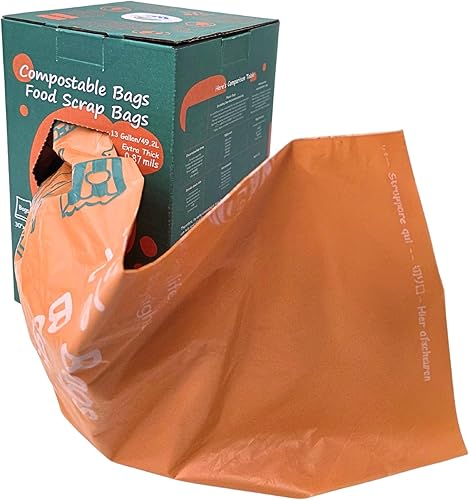Moonygreen Bolsas de basura compostables de 13 galones, bolsas altas de basura de alimentos resistentes para cocina, extragruesas, certificadas US