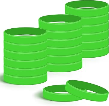 Lesnala 24Pcs Green Blank Silicone Bracelets Solid Color rubber wristbands | Stretch Wristbands,Suitable for Men Women Teens, Games Teams & Party Favors,Event Accessories