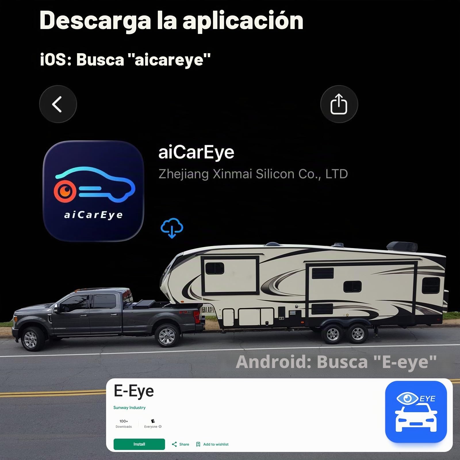 Cámara de Marcha atrás WiFi Solar, cámara de Marcha atrás magnética inalámbrica, FHD 1080P IR visión Nocturna IP69K Impermeable, para iPhone Android, Ayuda de Aparcamiento, Autocaravana