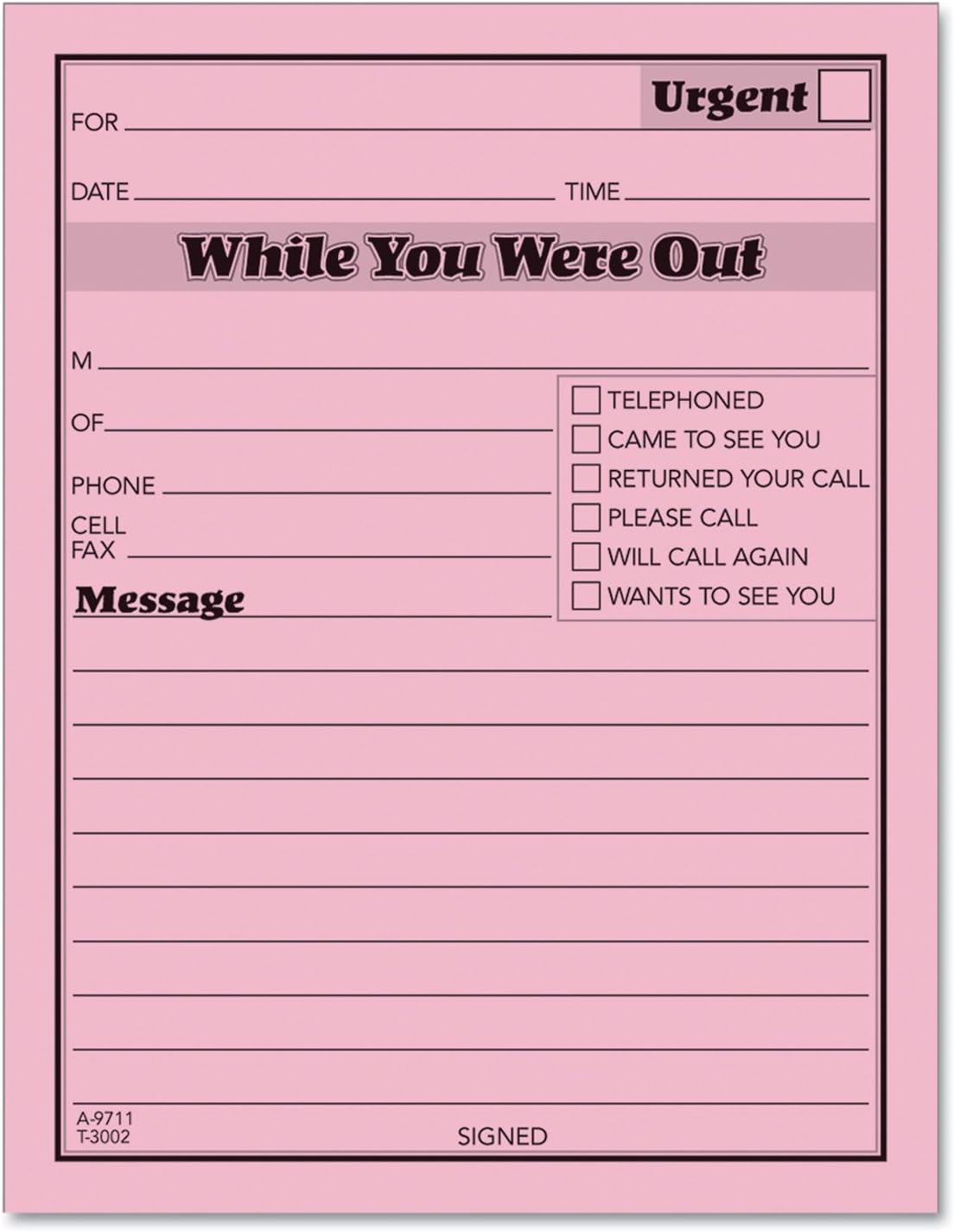 TOPS While You Were Out One-Sided Note Pads, 4.25 x 5.5 Inches, Pink, 50 Sheets per Pad, 12 Pads per Pack (3002P)