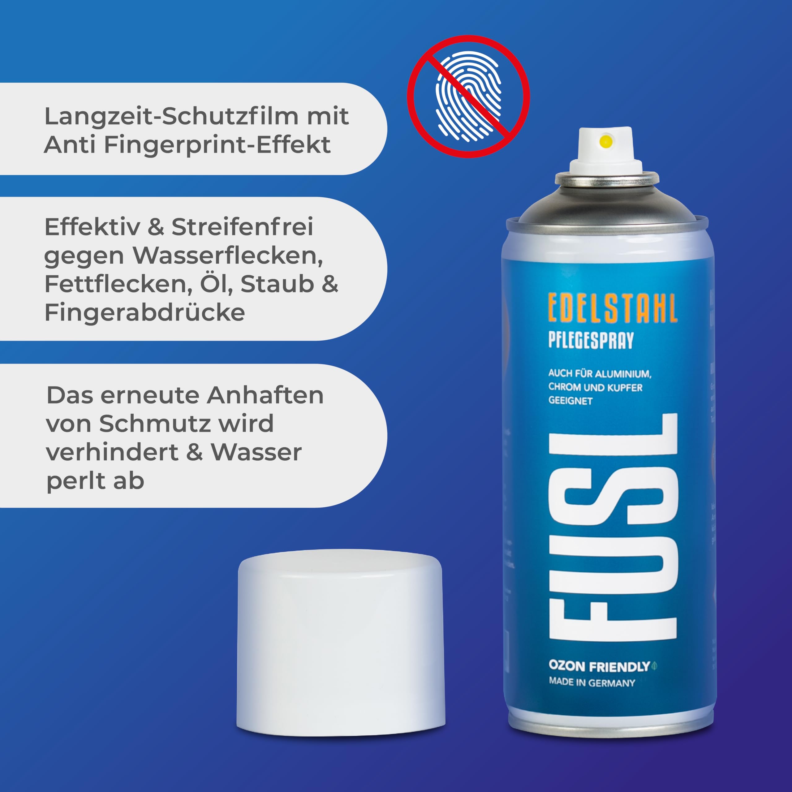Edelstahlreiniger Set Pflege x2 + Reinigung + Reinigungstuch | Effektiv gegen Fett & Schmutz | Streifenfreier Glanz | Für Edelstahl, Aluminium, Chrom in Haushalt, Küche, Handwerk & Gastro