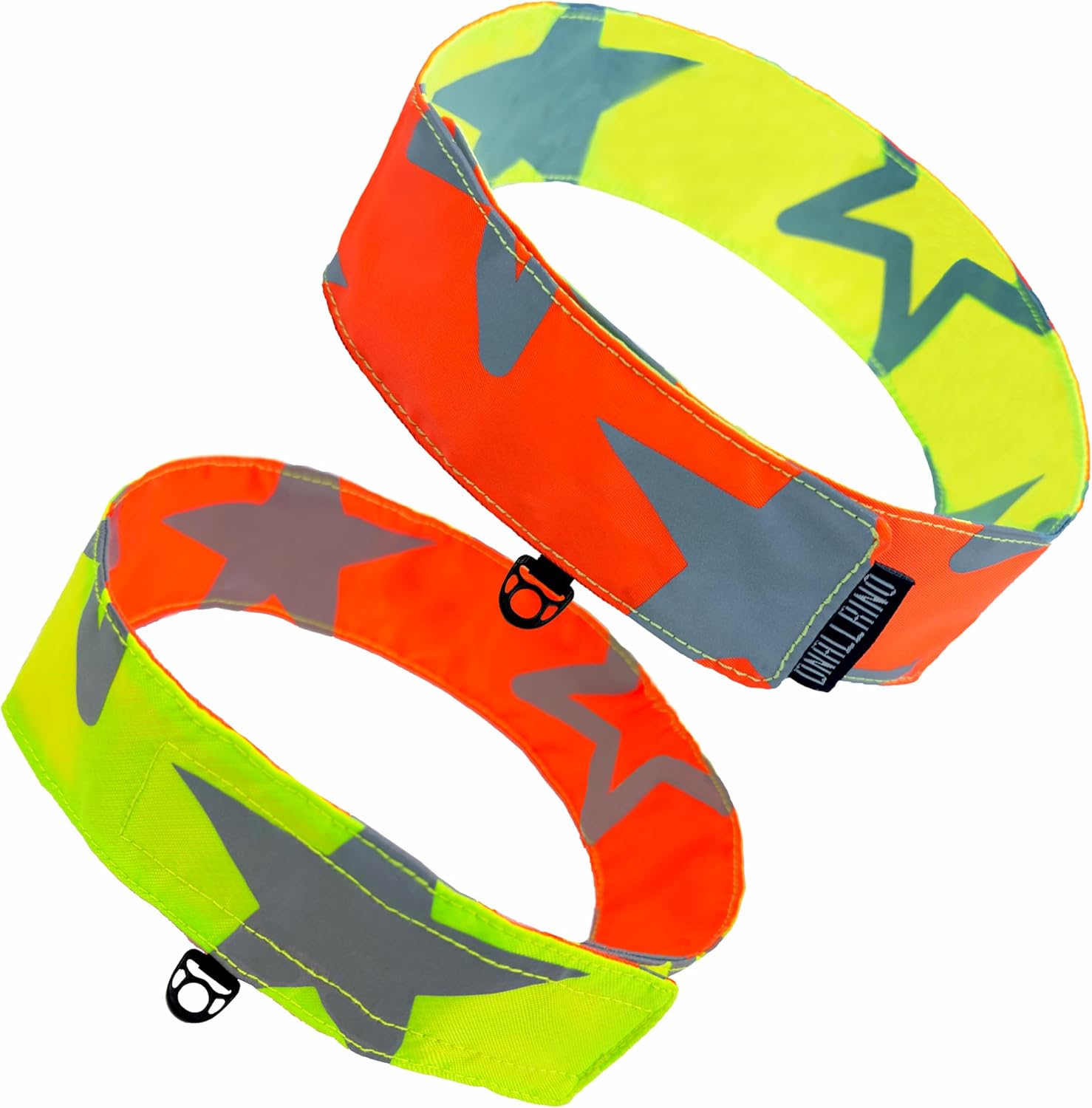 Reflective Dog Collar-Double Sided Star Reflective Pattern with High Visibility for Pets Safety, Attached Hanging Loop Pet Collars for Walking Hunting Training (Medium, Orange&Green)
