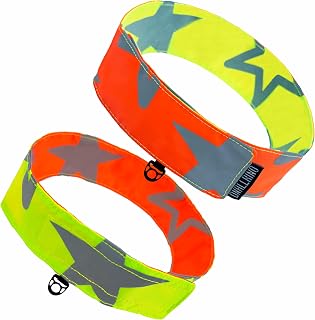 DNALLRINO Reflective Dog Collar-Double Sided Star Reflective Pattern with High Visibility for Pets Safety, Attached Hanging Loop Pet Collars for Walking Hunting Training (Large, Orange&Green)