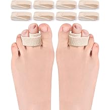 PGRODE 8Pcs Fabric Broken Toe Tapes Wraps Hammer Toe Corrector Straighteners, Broken Toe Splint Buddy Straps with Foam Cushion For Women Men Overlapping, Crooked, Curled, Bent Toes