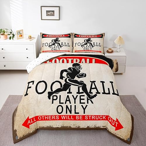 jejeloiu Full Size Football Duvet Quilt Boys Girls Rugby Sports Comforter Set fo
