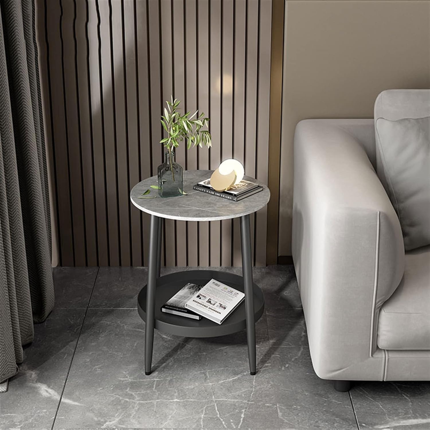 Aimery Office End Table Side Table End Table Slate Corner Table Square 2-Layer Coffee Table Living Room Bedroom Balcony Furniture Tea Table Coffee Table