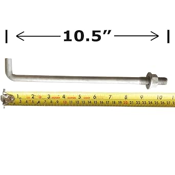 10 x 1/2 Galvanized Anchor Bolts Rust Resistant Heavy Duty Steel Threaded Bolts for Concrete Cement 10 in x 1/2 in Qty (10)