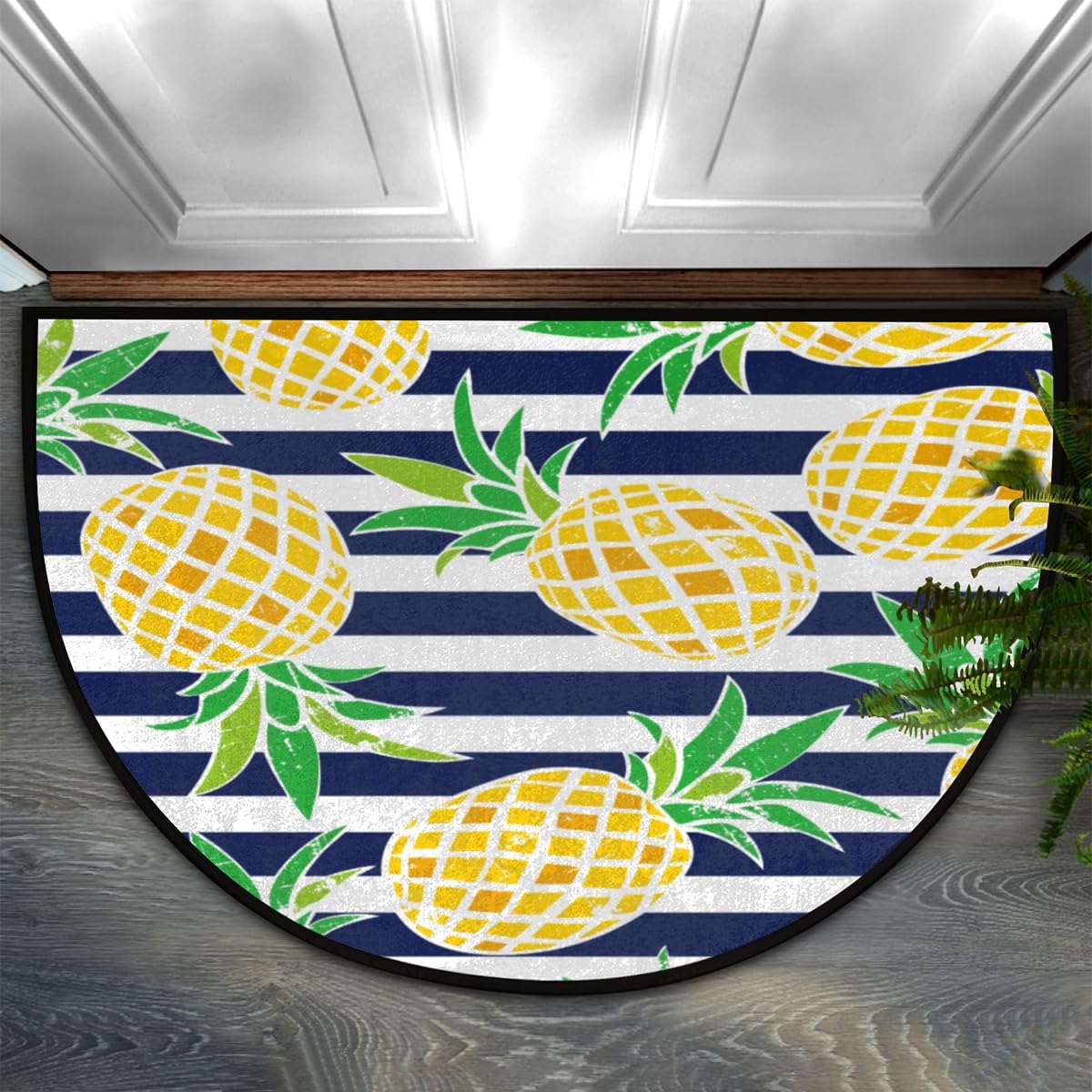 Pattern Pineapple Half Round Rugs for Entryway Washable Rugs Doormat Indoor Non-Slip Door Mat Indoor Entrance Welcome Matt for Front Door
