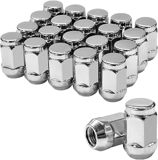 M12X1.5 Lug Nuts - 20pcs Chrome Closed End Bulge Acorn Lug Nuts, Compatible with 2006-2019 Ford Fusion, 2000-2019 Focus, 2001-2019 Escape Aftermarket Wheel