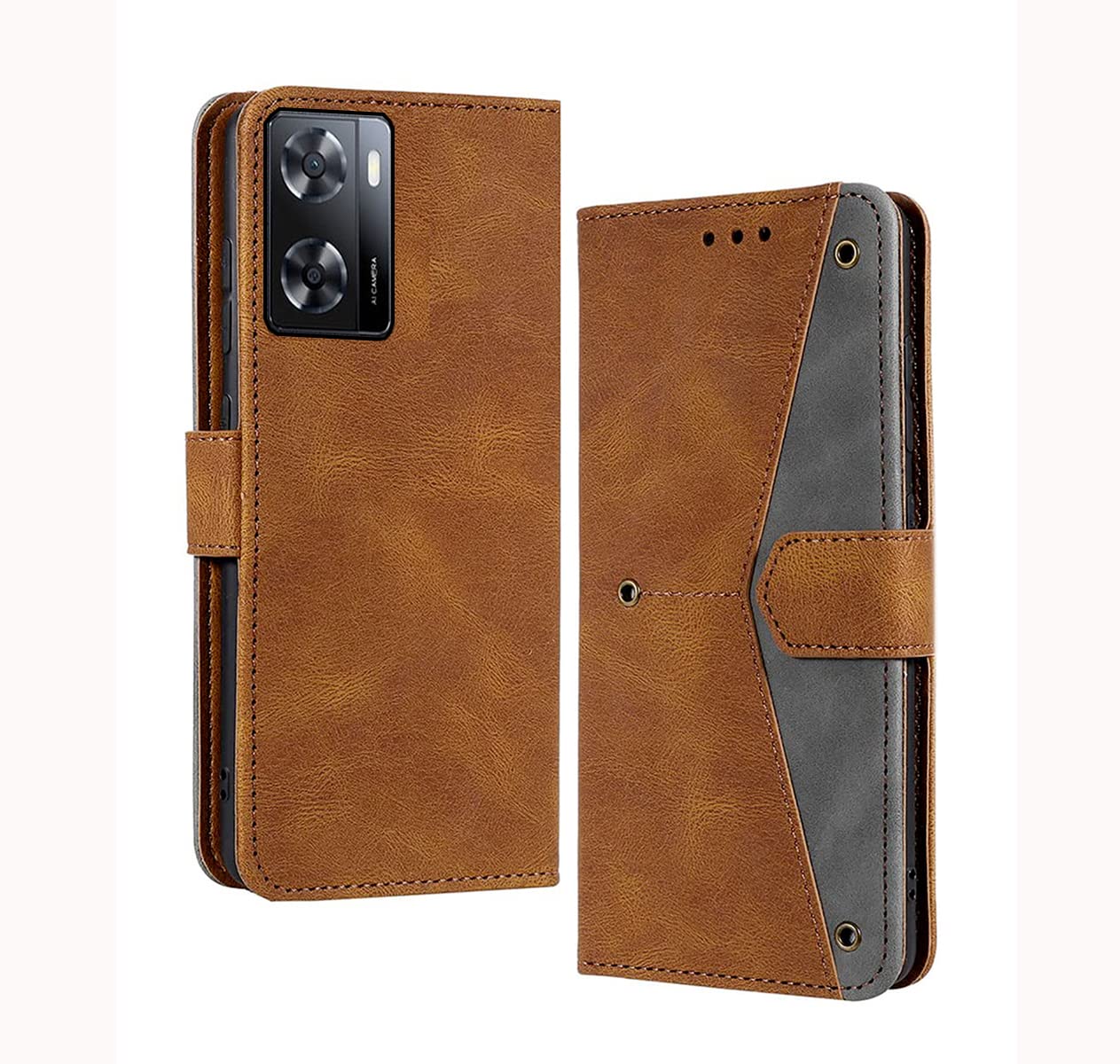 Nkarta Splicing PU Leather Case for Oneplus Nord N20 SE |Retro Full Protection Premium Flip Cover Wallet Case with Magnetic Closure Kickstand Card Slots (Brown with Gray) (B0BNDWXHGL) Amazon Price History, Amazon Price Tracker