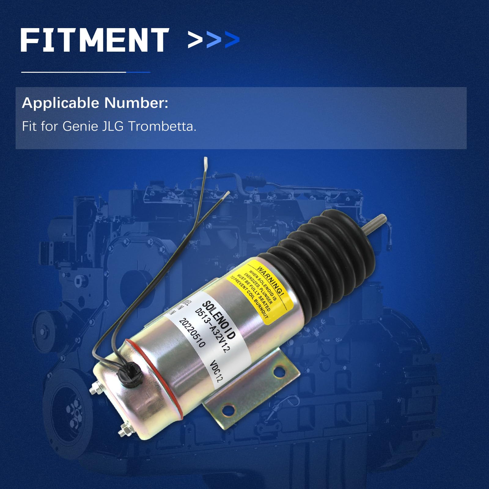 D513-A32V12 2002-12E2U 2001-24E2U1 D513-B32V24 067599-000 - Solenoide de apagado de combustible de 12 V para válvula solenoide de parada de motor Genie JLG Trombetta