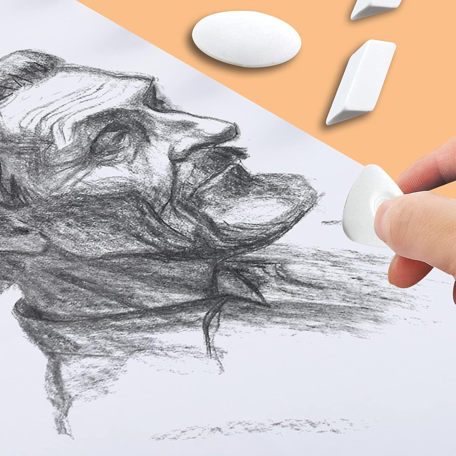 Haploon 16 Pieces Drawing Art Erasers with Grip, White Erasers Pack of 4 Cube Erasers with Different Shape Eraser Vinyl White Eraser Kneaded Eraser Moldable Erasers for Drawing, Writing, Sketching : Office Products