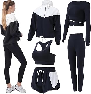 Inmarces 5-Piece Women's Sportswear Set, Yoga Set, Tracksuit, Jogging, Gym, Pilates…