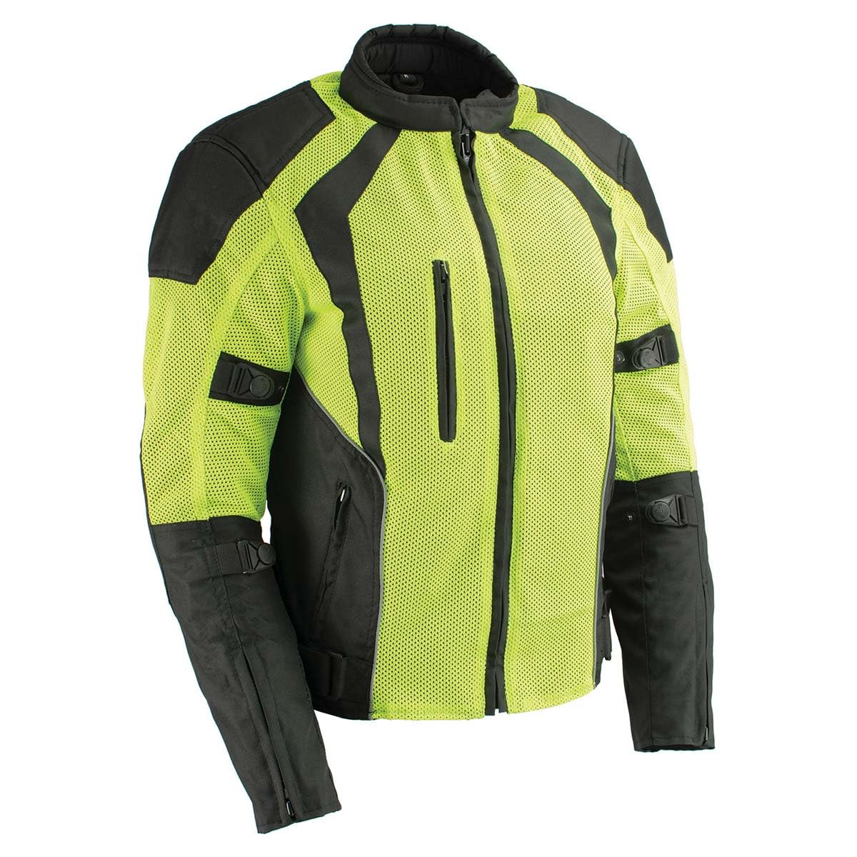 Milwaukee Leather MPL2793 High Vis Green with Black Armored Textile Motorcycle Jacket for Women - All Season Mesh Jacket - 3X-Large