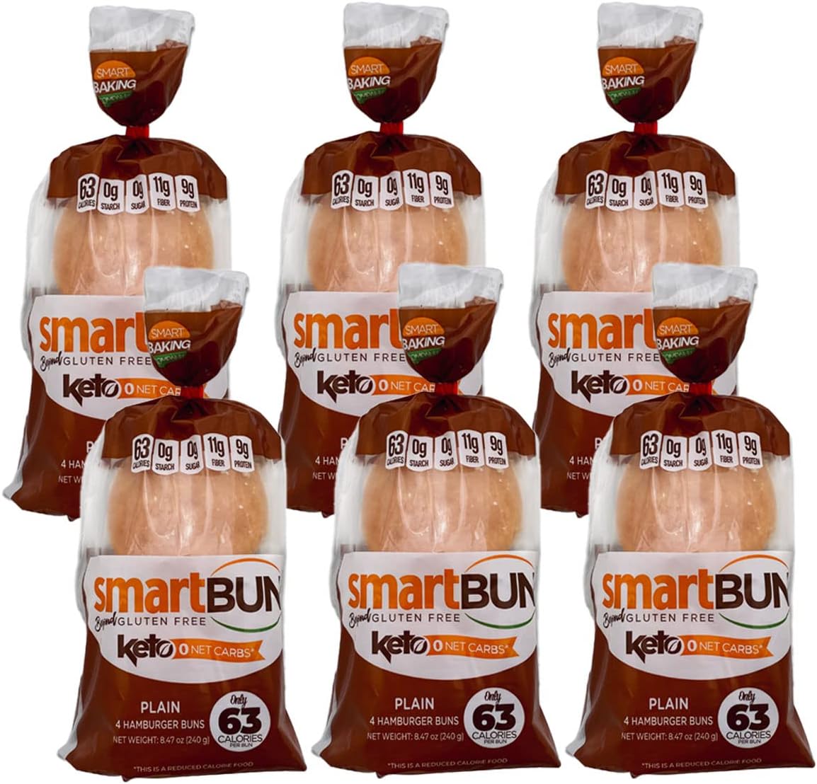 Smart Baking Company Smartbuns, Gluten Free, Sugar Free and Carb Free Buns (Plain)