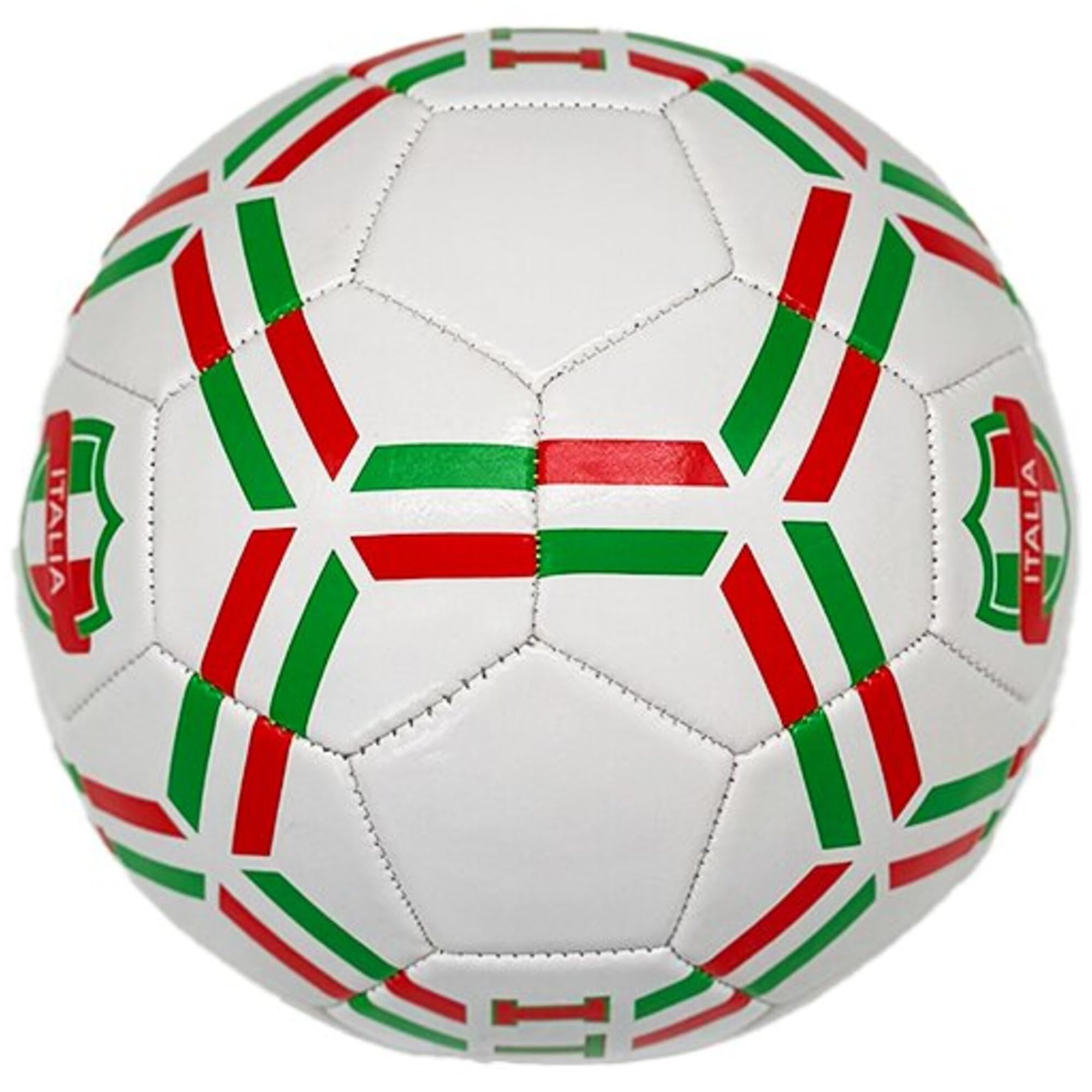 Sport Design: Pallone da calcio - Italia - Internazionale Country Team Design: Bianco-Verde-Rosso Italia, Cucito 32 Pannelli, Ufficiale Misura 5, Pelle Sintetica