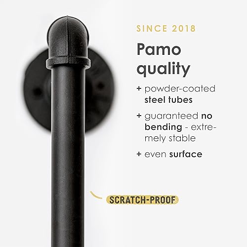 Miniatura 4 de pamo Estantería de tubería industrial  Estantes resistentes montados en la pared  Soportes con recubrimiento en polvo negro