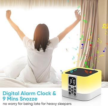 Night Light Bluetooth Speaker, Alarm Clock White Noise Sound Machine