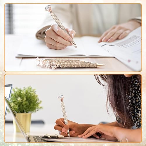 Miniatura 4 de Honoson 50 bolígrafos de diamantes grandes a granel con diamantes de imitación brillantes con purpurina de cristal de Navidad retráctiles de tinta