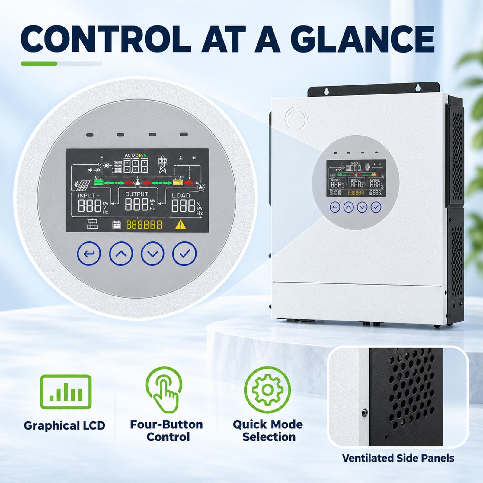 Inversor Solar híbrido de 6500W y 48V White
