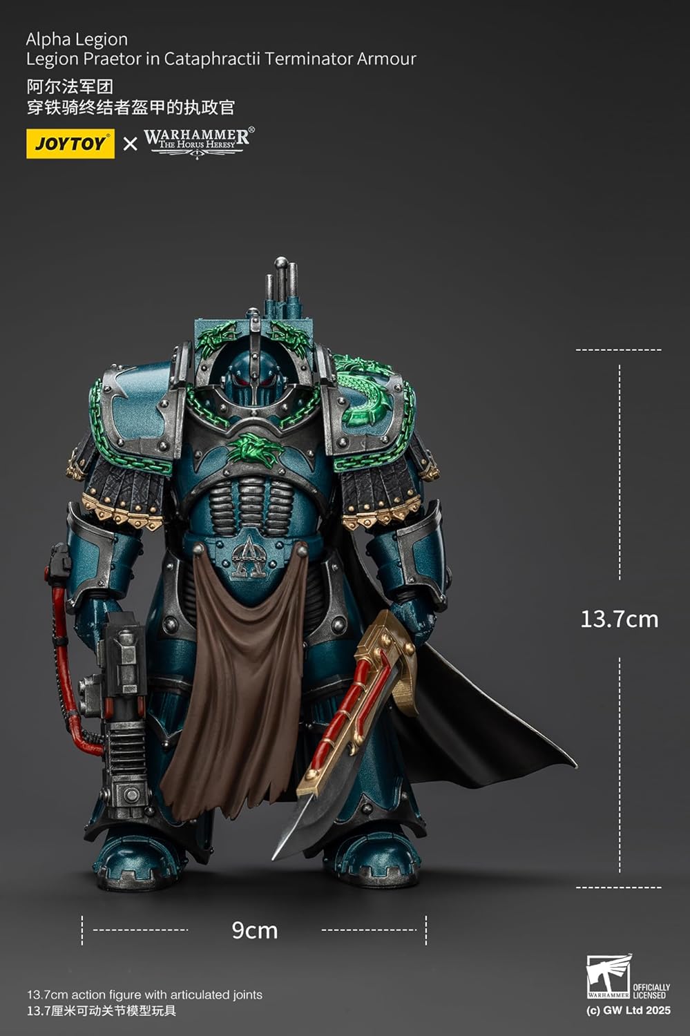 JOYTOY Warhammer 40k 1/18 Action Figure Alpha Legion Legion Praetor in Cataphractii Terminator Armour Collectible Gifts,Toys for Kids 15+ and Adults 5.39-inch
