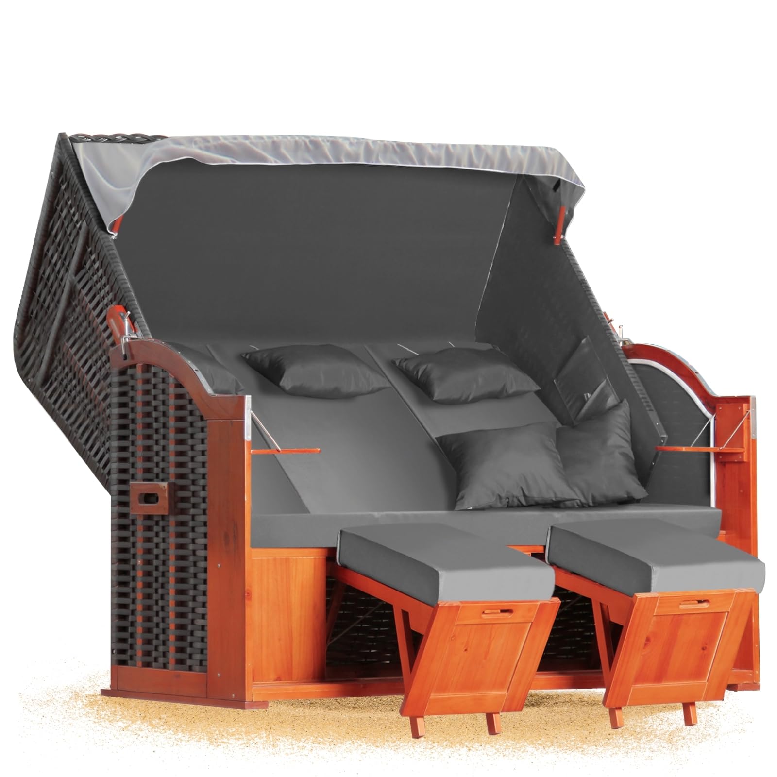 Strandkorb Hanse Ostsee 2,5 Sitzer Klassik XXL 160cm breit - Volllieger bereits montiert inkl. Strandkorbrollen ideal für Zuhause, Balkon und Terrasse
