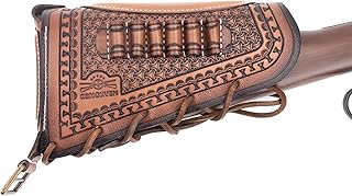 Leather Cheek Riser for Rifle Stock with Rifle Shell Holder for .308, 30-06, 270, 45-70, 243 Rounds Leather Buttstock Cover with Recoil Pad