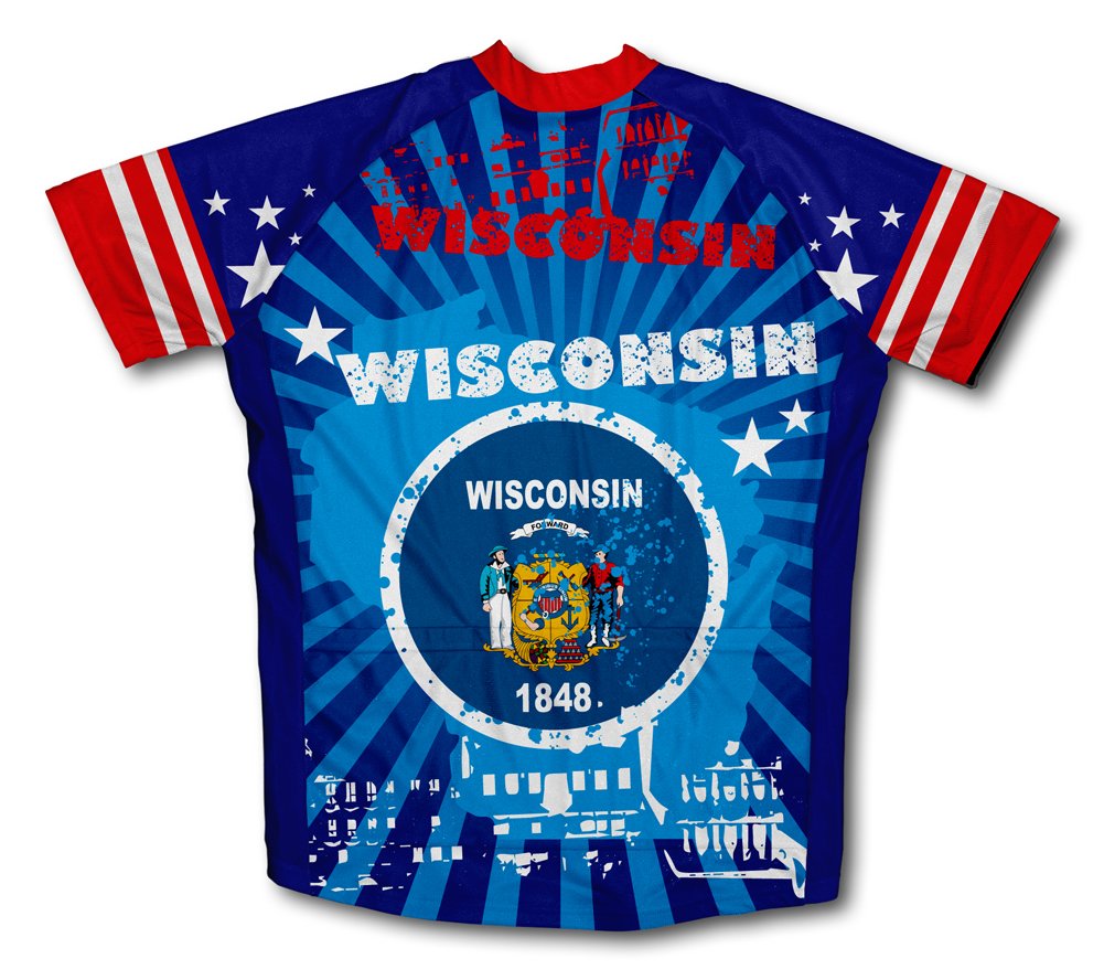 ScudoPro Wisconsin Short Sleeve Cycling Jersey for Men - Size M Blue