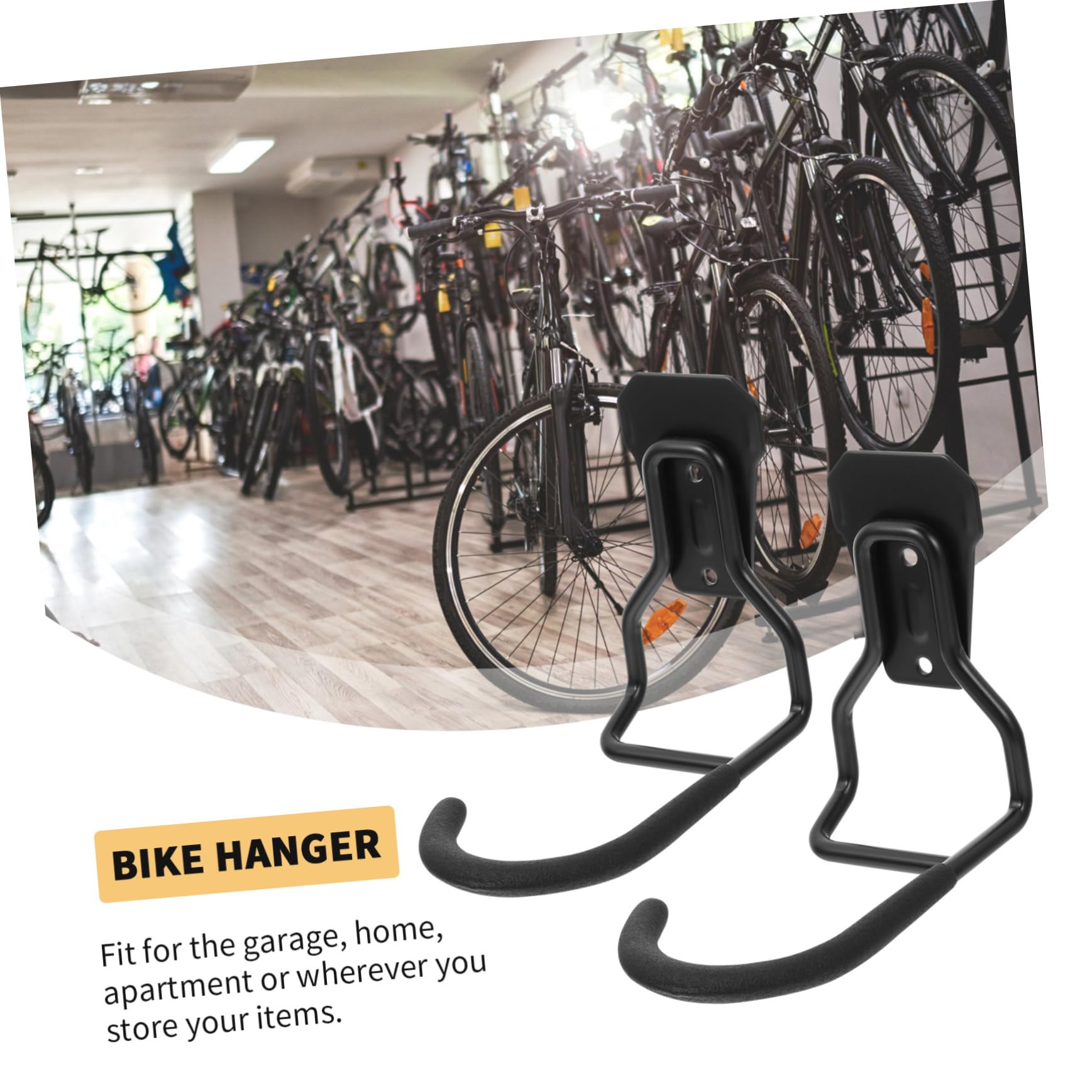 Gancho para Colgar Bicicletas Metálico Negro de Pared, 2 Piezas