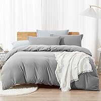 Vista 10 de Dreaming Wapiti Juego de funda de edredón tamaño King, de microfibra lavada, color terracota, color liso, suave y transpirable, con cierre