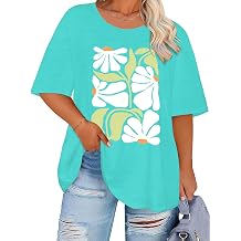 HDLTE Plus Size Tops Oversized Tshirts for Women Round Neck Short Sleeve Graphic Tees Summer Casual Basic Loose Blouse 2026