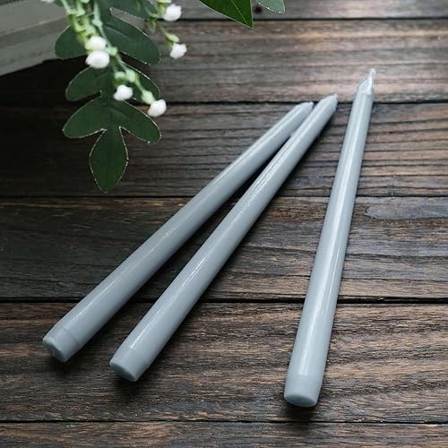 Miniatura 8 de Efavormart - Paquete de 10 velas cónicas de 10 pulgadas, diseño de cera de alta calidad, color azul polvoriento, velas sin perfume