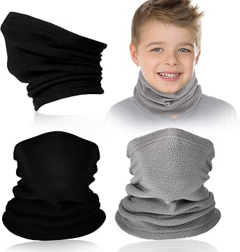 JenPen 4 Pieces Kids Winter Neck Warmer Gaiter Fleece Ski Neck Gaiter Cover Windproof Face Scarfs for Boys Girls Cold Weather