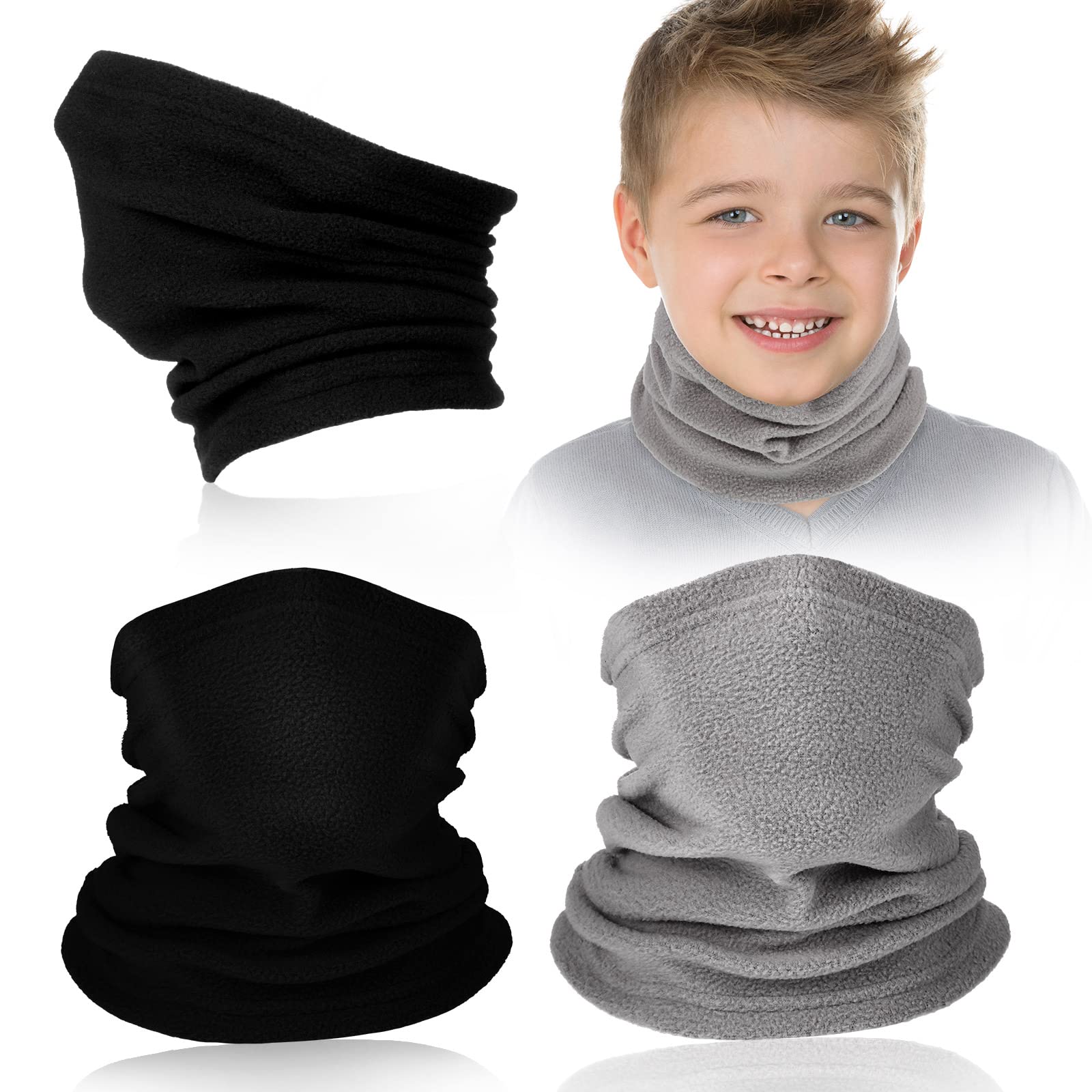 JenPen 4 Pieces Kids Neck Warm Gaiter Winter Fleece Windproof Balaclava Neck Warmers Cover Face Scarfs for Boys Girls