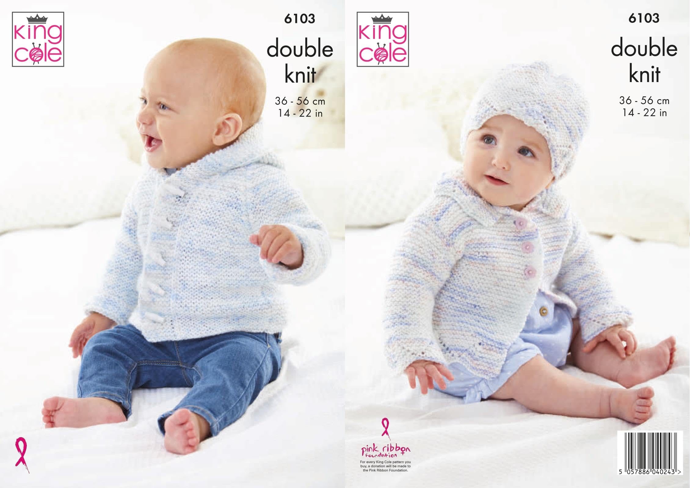 King Cole Little Treasures Dk Knitting Pattern 6103, Jackets, Hoodies, Headwear For Baby, 14 - 22 Inches
