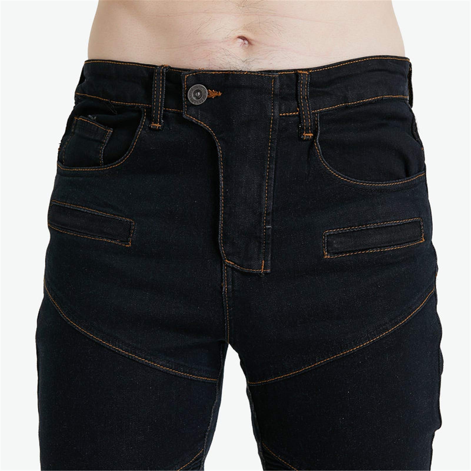 BEDSETS Pantaloni Moto da Uomo, Pantaloni Jeans Denim Pantaloni Motocross, Con 2 Paia Di Jeans Imbottiti Protettivi, Con Fodera Protettiva (Black,L)