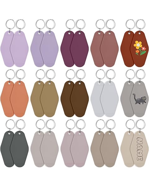 LOTMER 20/30/40/80 PCS Hotel Keychain Blank with Key Rings, 60 Colors Motel Key Chains for DIY Keychains