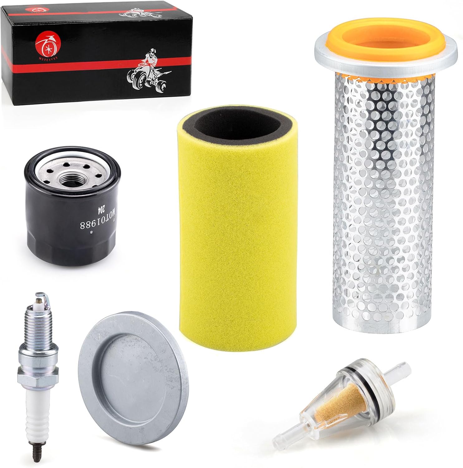 Air Filter & Guide Cage Cap Oil Filter & Spark Plug Kit For Yamaha Rhino 450 660 YXR450 YXR660 2004 2005 2006 2007 2008 2009