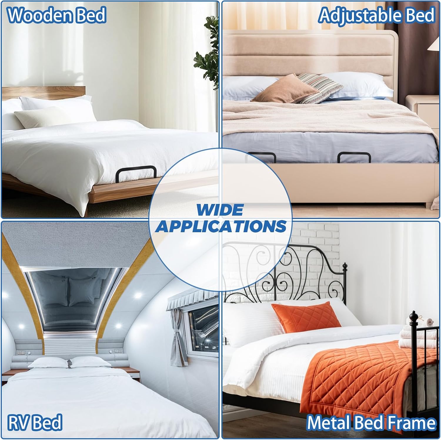 6PCS Metal Mattress Slide Stopper, Mattresses Retainer Bar for Adjustable Beds, Non Slip Mattress Gripper, Mattresses Stabilizer, Prevents Mattress Sliding for Bedroom Bed Frame