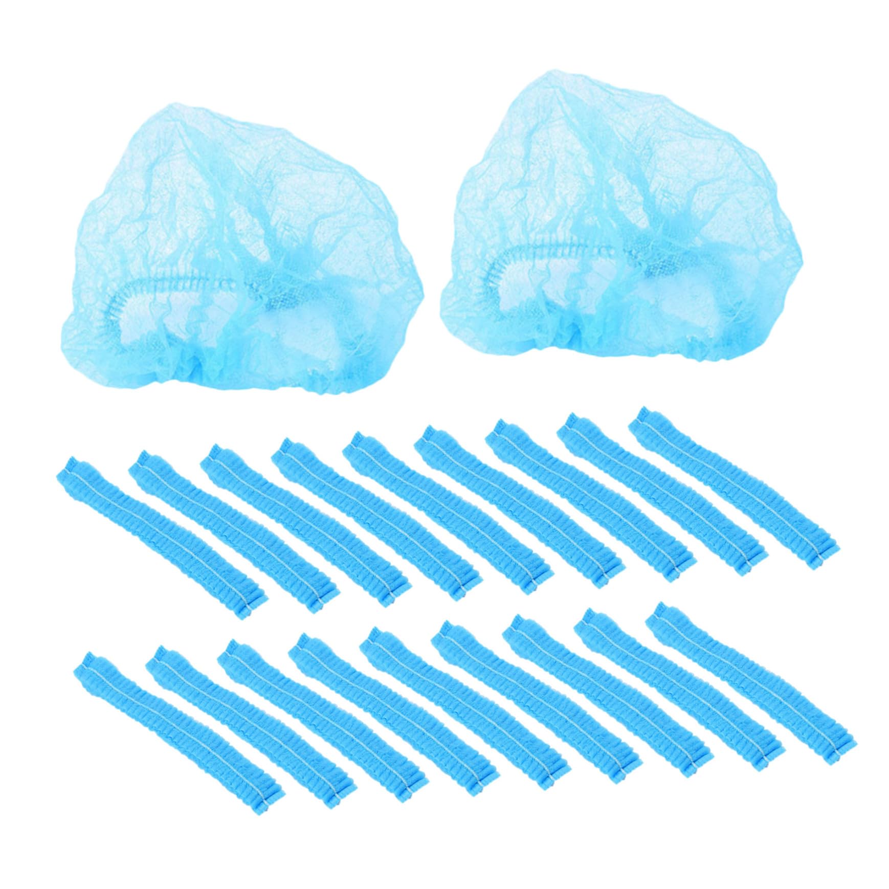 20 pezzi Cuffie Usa e Getta Non Tessute Blu Rete Protettiva Traspirante per Pulizia Trucco e Servizi Alimentari