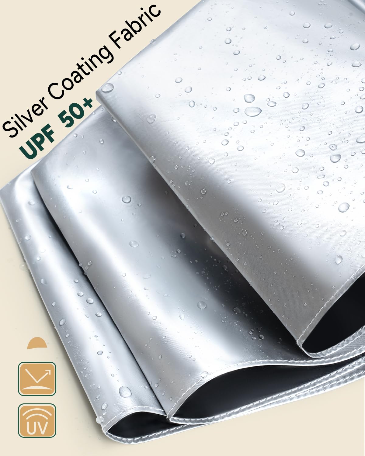 Ombrello Parasole Anti UV UPF 50+, 106/116cm Argento Ombrello Pieghevole Antivento Compatto, Leggero Sotto 390g con Apertura Chiusura Automatica, Ombrello da Viaggio Portatile