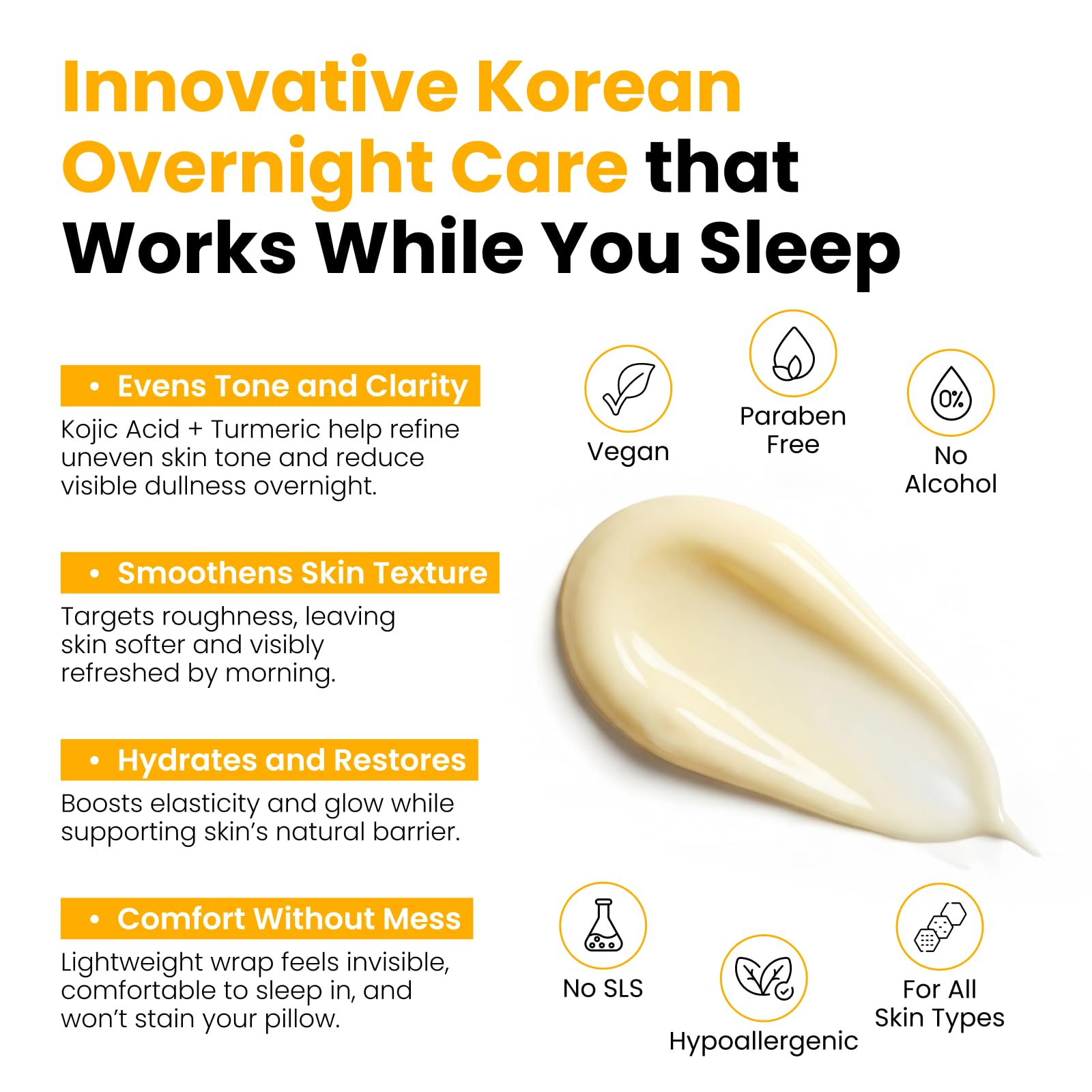 QUIA Collagen + Turmeric Overnight Wrapping Mask Duo – Firming and Hydrating Peel-Off Set for Elasticity, and Glow – Korean Skincare 2 x 75ml
