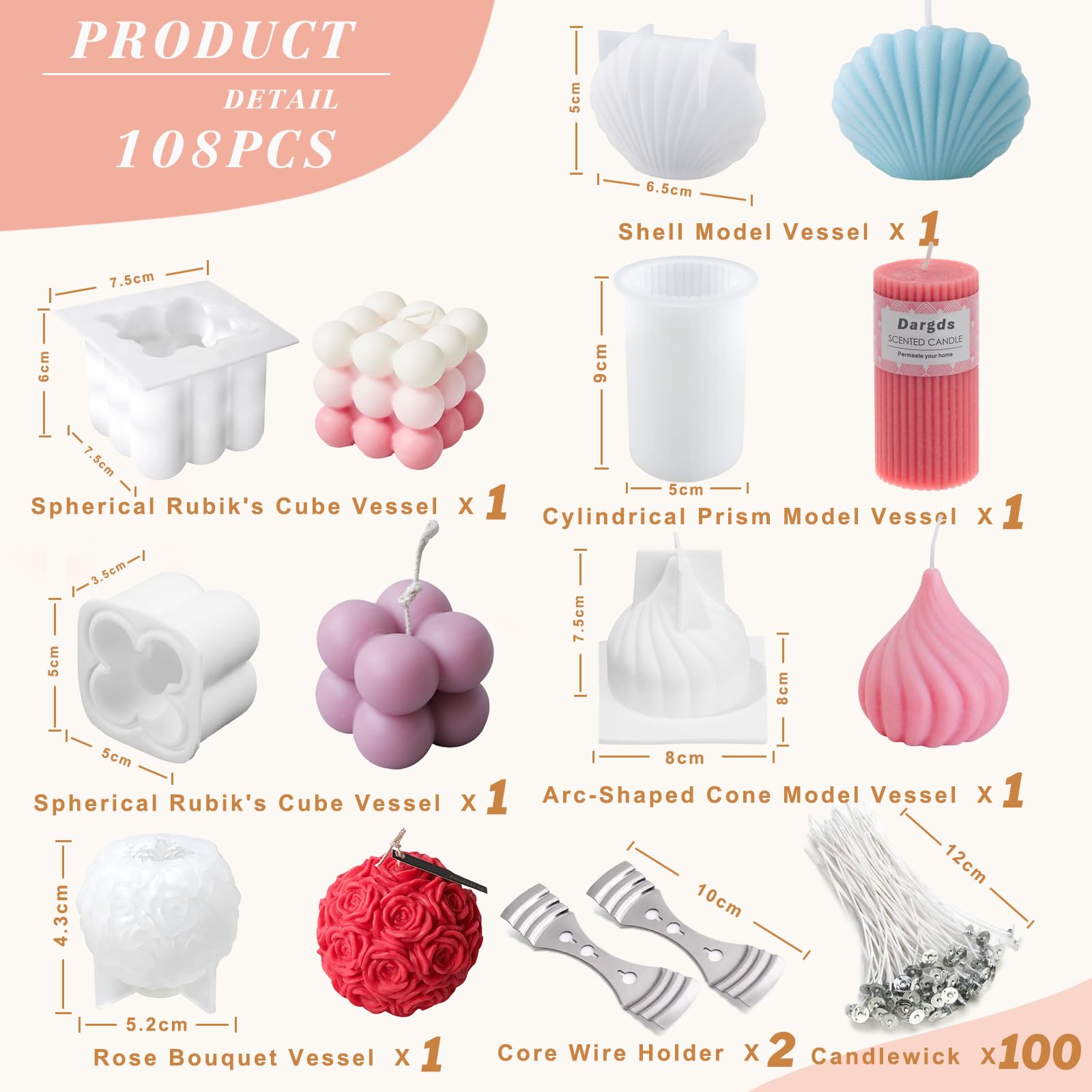 Kerzenform Bubble Kerzen Kit – 6 Silikonformen, Dochte & Zubehör, DIY Für Kerzen, Seife, Backwaren
