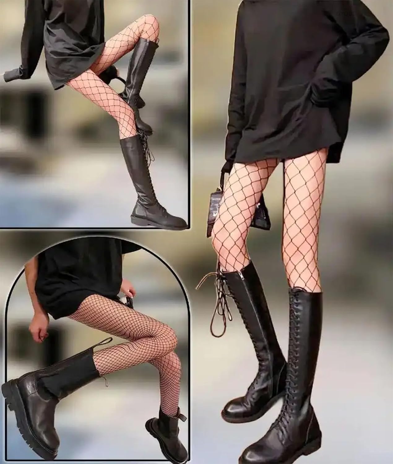 3 Pack Black High Waist Stretch Fit Fishnet Tights Mesh Leggings for Women One Size 80% Nylon 20% Spandex - Image 7