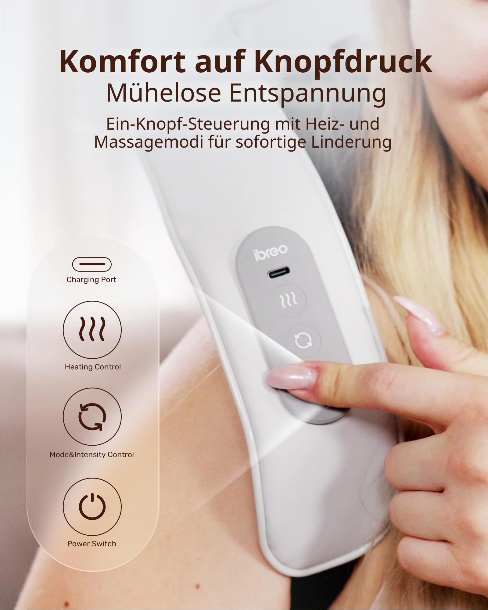 Schnurloses elektrisches Nackenmassagegerät mit Wärme,einstellbarer Distanz | Shiatsu-Massage, 3D-Tiefengewebekneten, wiederaufladbar &mehrere Modelle zur Schmerzlinderung