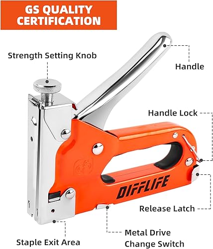 Miniatura 2 de Pistola de grapas 3 en 1 resistente con removedor de grapadoras y 1800 grapas, pistola de grapas manual para tapicería, material de fijación,