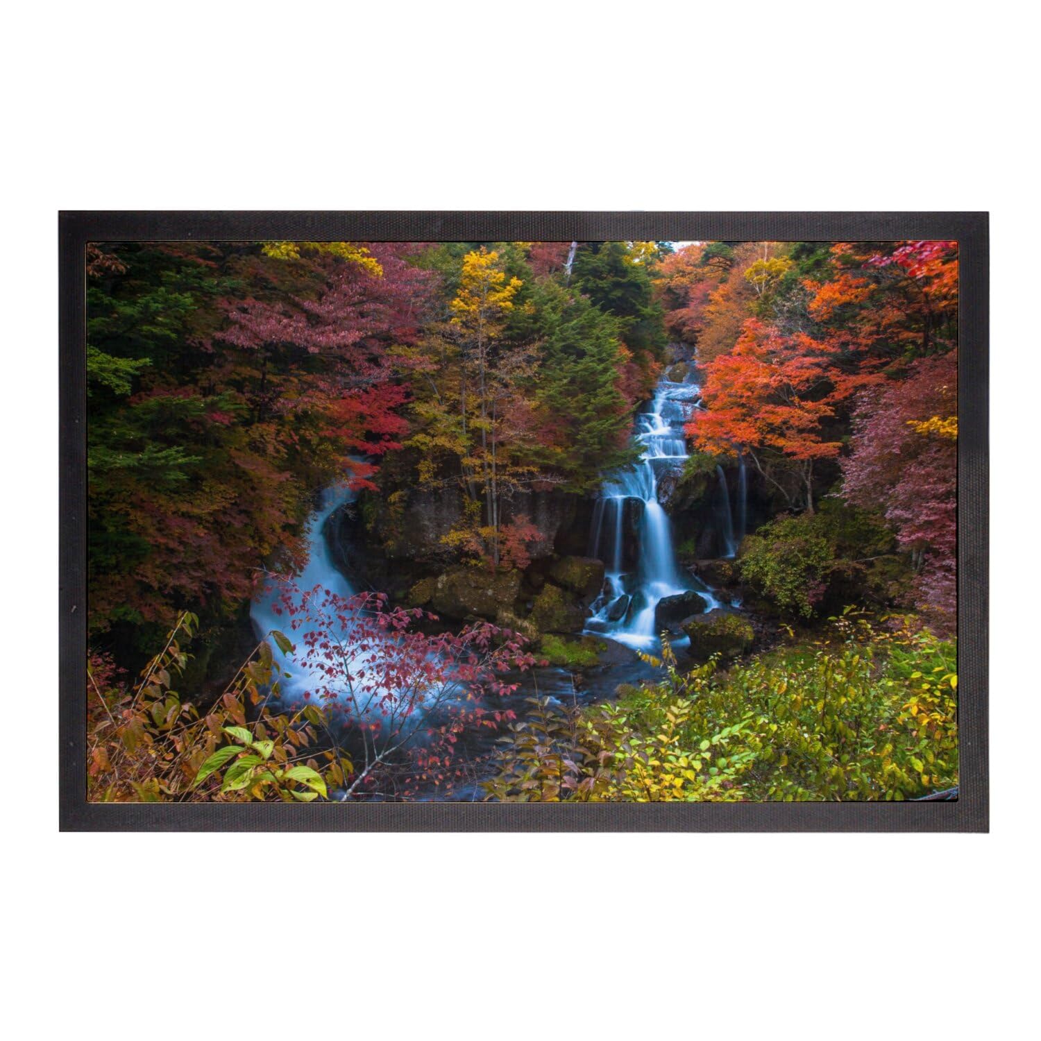 Paillasson cascade forêt d'automne finition haut de gamme paysage sauvage 75x50