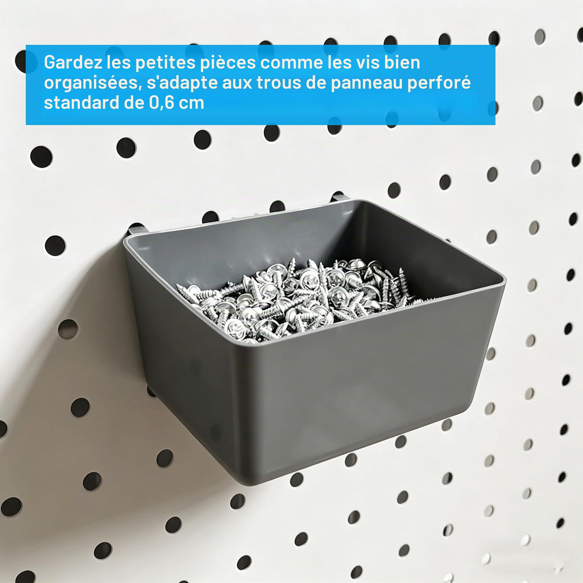 FRIMOONY Porte-outils de Crochets pour Panneaux Perforés avec Bacs, Verrous à Chevilles, pour Organiser Divers Outils, 80 pièces